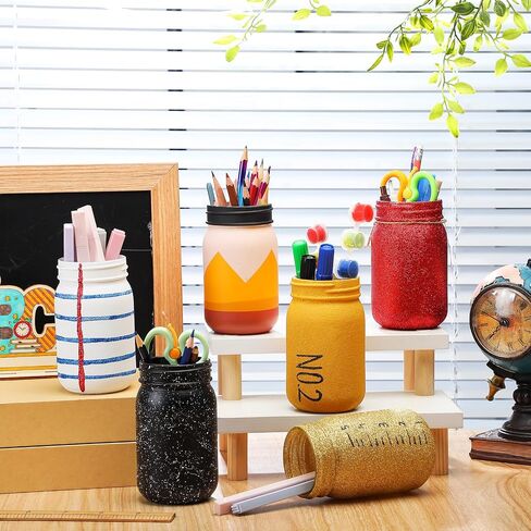 Zhehao 6 PCS موزع قلم رصاص للفصول الدراسية Glass Pencil Holder العودة إلى هدايا مدرس مدرس خط الملاحظات خط تكوين تلوين كتاب على شكل جرة Mason for الفصل الدراسي مكتب التقدير الطالب in Saudi Arabia