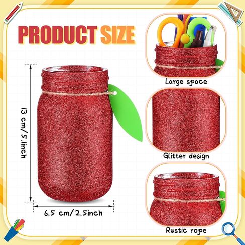 Zhehao 6 PCS موزع قلم رصاص للفصول الدراسية Glass Pencil Holder العودة إلى هدايا مدرس مدرس خط الملاحظات خط تكوين تلوين كتاب على شكل جرة Mason for الفصل الدراسي مكتب التقدير الطالب in Saudi Arabia