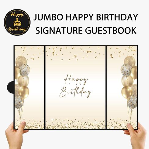 DARUNAXY Purple Birthday Party Decorations, Jumbo Happy Birthday Alternative Signature Guestbook for Women Girls Cheers to 30 40 50 60 70 80 90 Years Old Gifts Signing Card Board Party Supplies in Kuwait