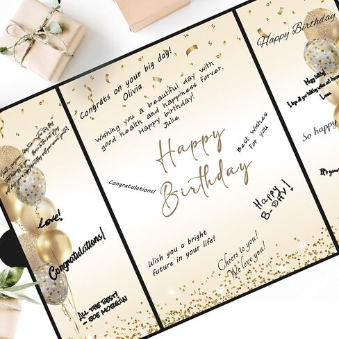 DARUNAXY Purple Birthday Party Decorations, Jumbo Happy Birthday Alternative Signature Guestbook for Women Girls Cheers to 30 40 50 60 70 80 90 Years Old Gifts Signing Card Board Party Supplies in Kuwait
