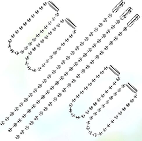 100pcs 4 inch Bead Chains Connector Clasp Metal Key Chains Adjustable Antiqued Metal Bead Steel Chain Ball Chain Keychain Tag Key Rings Beaded Keychain for Jewelry Finding Making Accessories DIY Craft in Saudi Arabia
