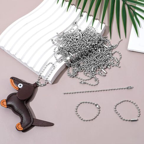 100pcs 4 inch Bead Chains Connector Clasp Metal Key Chains Adjustable Antiqued Metal Bead Steel Chain Ball Chain Keychain Tag Key Rings Beaded Keychain for Jewelry Finding Making Accessories DIY Craft in Saudi Arabia