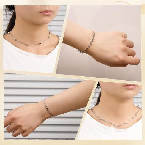 Kyutong Texture Oval Circle Chains for Jewelry Making 16.4 Feet Stainless Steel Silver Chain with Jewelry Supplies for Men Women DIY Necklace Crafts in Kuwait