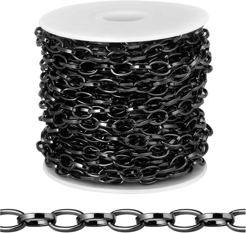 33FT Black Paperclip Chain for Jewelry Making 5MM Black Plated Aluminum Oval Link Chain Roll Bulk for DIY Crafts Jewelry Making in Saudi Arabia