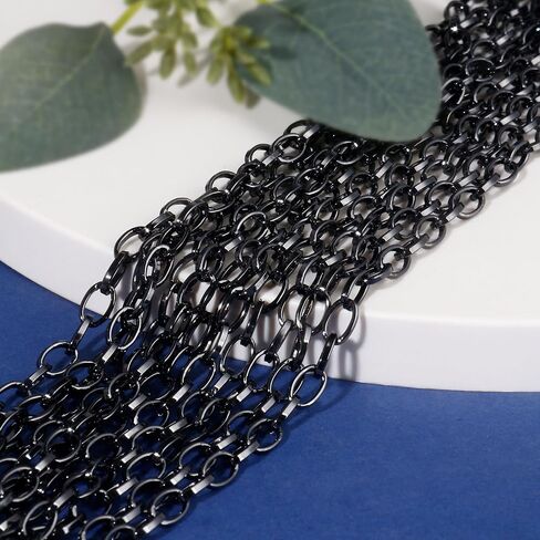 33FT Black Paperclip Chain for Jewelry Making 5MM Black Plated Aluminum Oval Link Chain Roll Bulk for DIY Crafts Jewelry Making in Saudi Arabia