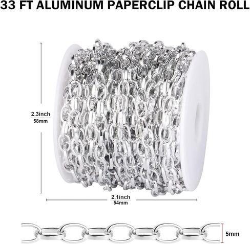 33FT Black Paperclip Chain for Jewelry Making 5MM Black Plated Aluminum Oval Link Chain Roll Bulk for DIY Crafts Jewelry Making in Saudi Arabia