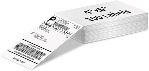 asprink 4 "× 6" ملصقات حرارية فانفولد - ملصقات الشحن الحرارية Asprink - ملصقات بريد بيضاء لطابعات الملصقات الحرارية (نمط فانفولد و 500 ملصقات) in Kuwait