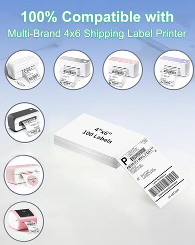 asprink 4 "× 6" ملصقات حرارية فانفولد - ملصقات الشحن الحرارية Asprink - ملصقات بريد بيضاء لطابعات الملصقات الحرارية (نمط فانفولد و 500 ملصقات) in Kuwait