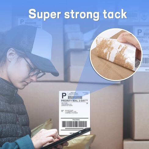 asprink 4 "× 6" ملصقات حرارية فانفولد - ملصقات الشحن الحرارية Asprink - ملصقات بريد بيضاء لطابعات الملصقات الحرارية (نمط فانفولد و 500 ملصقات) in Kuwait