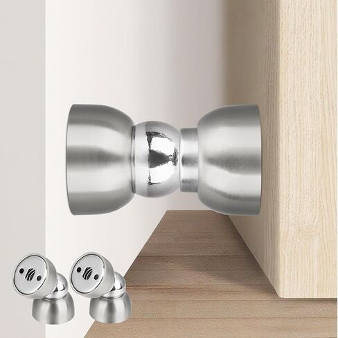 سدادة الباب المغناطيسي القوية - 2 PCS توقف الباب المصغر الفولاذ المقاوم للصدأ ، حامل باب المغناطيسية الثقيلة لغرفة النوم ، الحمام ، المطبخ ، المنزل ، المكتب (الفولاذ المقاوم للصدأ) in Kuwait