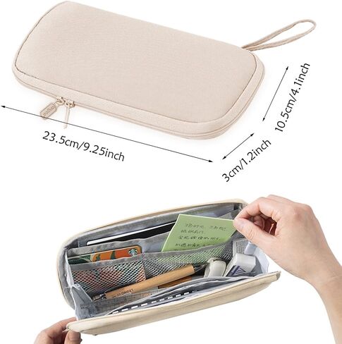 Rolin Roly Multi-function Pencil Case Pencil Box Large Capacity Pen Case Holder for Women Pen Bag Organizer with Zipper (brown) in Saudi Arabia