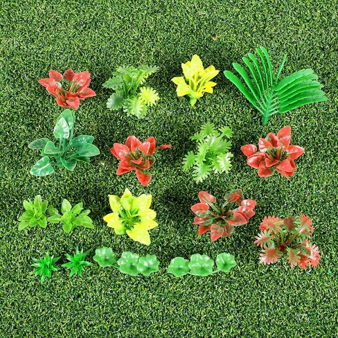 Bewudy 100pcs نموذج مصنع مصغر ، ونباتات نموذجية مختلطة نماذج مصغرة من الزهور والنباتات ، والمناظر الطبيعية المصغرة الأشجار الزهور الزهور للمنشورات المناظر الطبيعية للهندسة المشهد نماذج زهرة in Kuwait