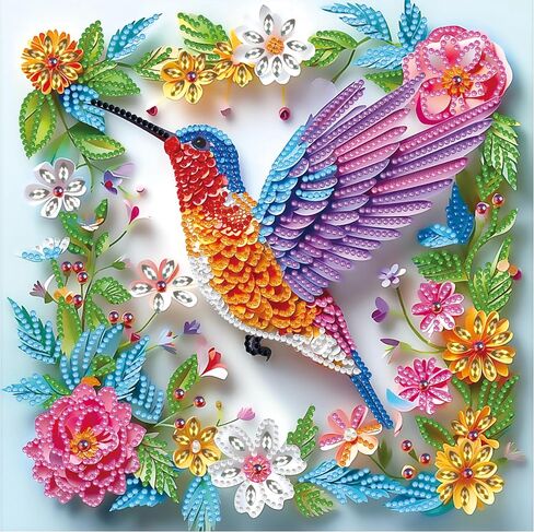 Hummingbird Special Shape Diamond Art Kits for Beginners,5D Small Diamond Painting Kits for Adults,DIY Flowers Paint with Diamonds Dots Crystal Rhinestones Gem Art and Crafts 11.8 X 11.8inch in Saudi Arabia