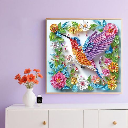 Hummingbird Special Shape Diamond Art Kits for Beginners,5D Small Diamond Painting Kits for Adults,DIY Flowers Paint with Diamonds Dots Crystal Rhinestones Gem Art and Crafts 11.8 X 11.8inch in Saudi Arabia