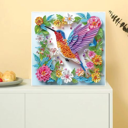 Hummingbird Special Shape Diamond Art Kits for Beginners,5D Small Diamond Painting Kits for Adults,DIY Flowers Paint with Diamonds Dots Crystal Rhinestones Gem Art and Crafts 11.8 X 11.8inch in Saudi Arabia