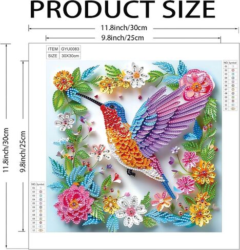 Hummingbird Special Shape Diamond Art Kits for Beginners,5D Small Diamond Painting Kits for Adults,DIY Flowers Paint with Diamonds Dots Crystal Rhinestones Gem Art and Crafts 11.8 X 11.8inch in Saudi Arabia