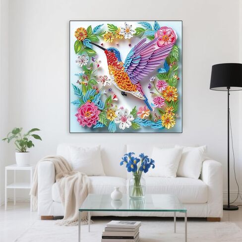 Hummingbird Special Shape Diamond Art Kits for Beginners,5D Small Diamond Painting Kits for Adults,DIY Flowers Paint with Diamonds Dots Crystal Rhinestones Gem Art and Crafts 11.8 X 11.8inch in Saudi Arabia