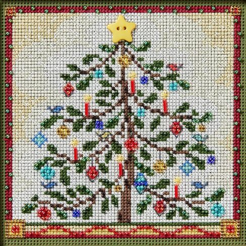 Mill Hill Feather Tree Beaded Counted Cross Stitch Kit Buttons & Beads 2024 Winter Series MH142435, 5.25" x 5.25", Multi in Saudi Arabia