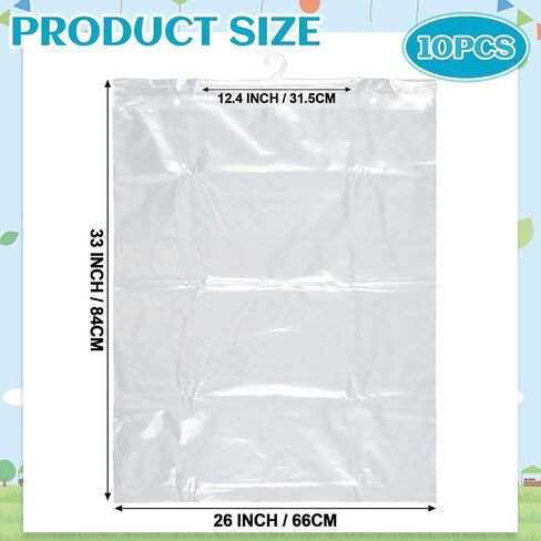 10 Pcs Chart Hanging Storage Bags 26 x 33 Inch Large Hook Headphone Storage Bags Classroom Reusable Waterproof Dustproof for Saver Space Classroom Library Pharmacy Use in Saudi Arabia