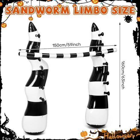Inflatable Limbo Sandworm Game Halloween Party Carnival Game Trick or Treat Party Decor Vacations Indoor Outdoor Fun Inflatable Halloween Backyard Games for Teens Adult in Saudi Arabia