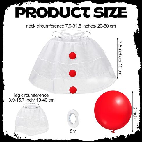 Dog Halloween Clown Costume Set for Medium Large Dog Cosplay Clothes Outfit Accessories Include 1 Collar with Red Pom Pom Balls, 2 Leggings, 3 Red Balloons for Puppy Cat Pet Party Supplies in Saudi Arabia