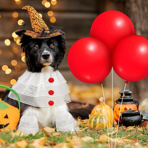 Dog Halloween Clown Costume Set for Medium Large Dog Cosplay Clothes Outfit Accessories Include 1 Collar with Red Pom Pom Balls, 2 Leggings, 3 Red Balloons for Puppy Cat Pet Party Supplies in Saudi Arabia