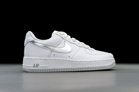 Nike Men's Air Force 1 Low Shoes, White Metallic Silver, 9.5 in Saudi Arabia