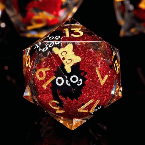 Single 20 Sided dice, Liquid Core d20-22mm, Cat DND Dice Set for Dungeons and Dragons, Role-Playing Games - Unique Design with Cute Black Cat (Green) in Saudi Arabia