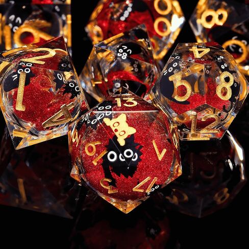 Single 20 Sided dice, Liquid Core d20-22mm, Cat DND Dice Set for Dungeons and Dragons, Role-Playing Games - Unique Design with Cute Black Cat (Green) in Saudi Arabia