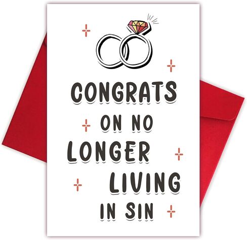 Funny Wedding Card for Bride Groom, Adult Humor Dirty Wedding Congratulations Card, Rude Engagement Gift for Friend, CONGRATS ON NO LONGER LIVING IN SIN in Kuwait