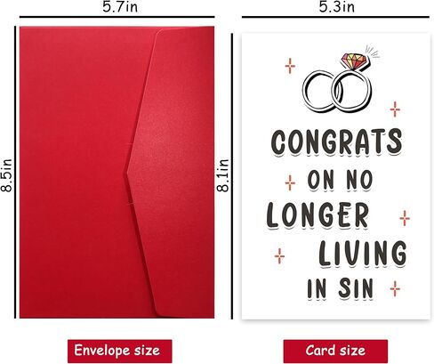 Funny Wedding Card for Bride Groom, Adult Humor Dirty Wedding Congratulations Card, Rude Engagement Gift for Friend, CONGRATS ON NO LONGER LIVING IN SIN in Kuwait