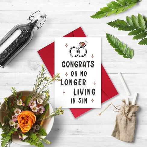 Funny Wedding Card for Bride Groom, Adult Humor Dirty Wedding Congratulations Card, Rude Engagement Gift for Friend, CONGRATS ON NO LONGER LIVING IN SIN in Kuwait