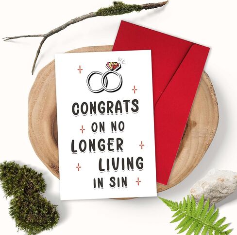 Funny Wedding Card for Bride Groom, Adult Humor Dirty Wedding Congratulations Card, Rude Engagement Gift for Friend, CONGRATS ON NO LONGER LIVING IN SIN in Kuwait