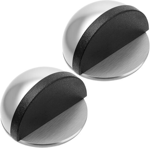 2Pcs Floor Mounted Door Stops, Stainless Steel Half Dome Floor Door Stopper, Rubber Free Punching Wall Protector for Living Room Bedroom Bathroom Office in Saudi Arabia