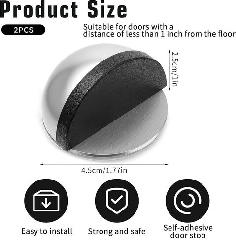 2Pcs Floor Mounted Door Stops, Stainless Steel Half Dome Floor Door Stopper, Rubber Free Punching Wall Protector for Living Room Bedroom Bathroom Office in Saudi Arabia