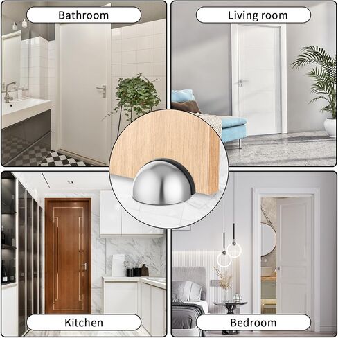 2Pcs Floor Mounted Door Stops, Stainless Steel Half Dome Floor Door Stopper, Rubber Free Punching Wall Protector for Living Room Bedroom Bathroom Office in Saudi Arabia