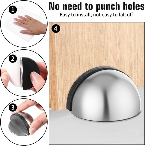2Pcs Floor Mounted Door Stops, Stainless Steel Half Dome Floor Door Stopper, Rubber Free Punching Wall Protector for Living Room Bedroom Bathroom Office in Saudi Arabia