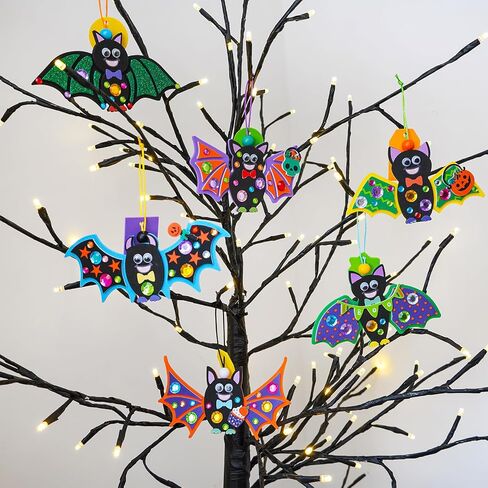 Winlyn 24 Sets Halloween Craft Kits - DIY Bat Ornaments & Decorations - Foam Bats - Kids' Arts & Crafts - Party Favors in Saudi Arabia