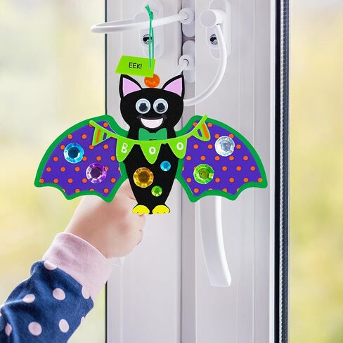 Winlyn 24 Sets Halloween Craft Kits - DIY Bat Ornaments & Decorations - Foam Bats - Kids' Arts & Crafts - Party Favors in Saudi Arabia
