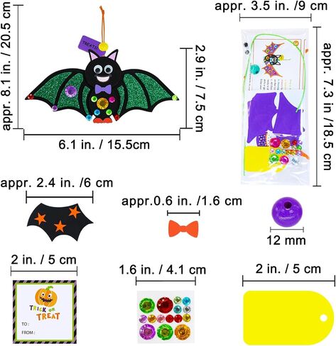 Winlyn 24 Sets Halloween Craft Kits - DIY Bat Ornaments & Decorations - Foam Bats - Kids' Arts & Crafts - Party Favors in Saudi Arabia