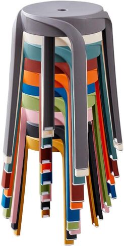 Stackable Stool Colorful Plastic Stools for Classrooms, Homeschool Learning and Offices, Round Flexible Seating, 18.5 in Seat Height (Dark Blue, 5 pcs) in Saudi Arabia