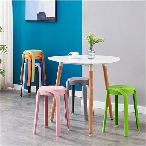 Stackable Stool Colorful Plastic Stools for Classrooms, Homeschool Learning and Offices, Round Flexible Seating, 18.5 in Seat Height (Dark Blue, 5 pcs) in Saudi Arabia