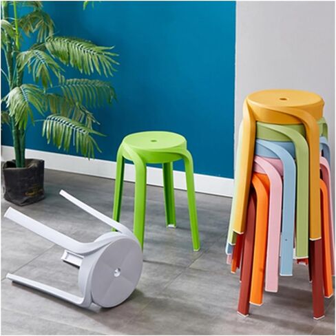 Stackable Stool Colorful Plastic Stools for Classrooms, Homeschool Learning and Offices, Round Flexible Seating, 18.5 in Seat Height (Dark Blue, 5 pcs) in Saudi Arabia