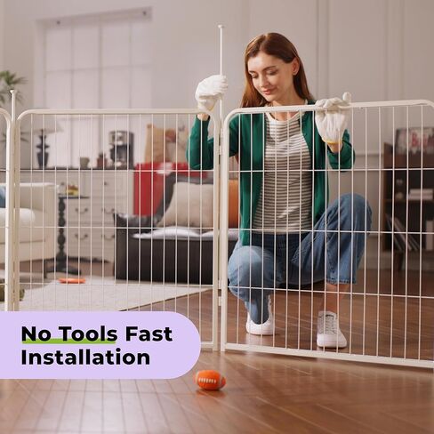 Sunsgrove Indoor Dog Playpen مع باب أوسع ، 24 بوصة 8 ألواح غير قلم الكلب القلم الداخلي ، سياج الكلب المضاد للصدأ ، مسرحية مجانية وآمنة ، أبيض in Kuwait