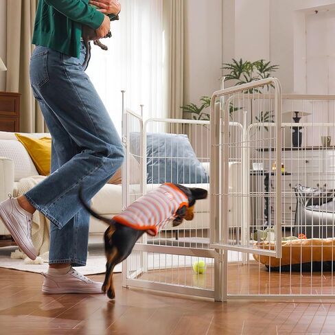 Sunsgrove Indoor Dog Playpen مع باب أوسع ، 24 بوصة 8 ألواح غير قلم الكلب القلم الداخلي ، سياج الكلب المضاد للصدأ ، مسرحية مجانية وآمنة ، أبيض in Kuwait