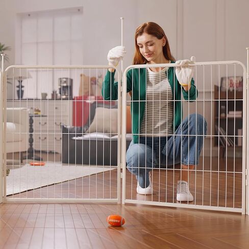 Sunsgrove Indoor Dog Playpen مع باب أوسع ، 24 بوصة 8 ألواح غير قلم الكلب القلم الداخلي ، سياج الكلب المضاد للصدأ ، مسرحية مجانية وآمنة ، أبيض in Kuwait