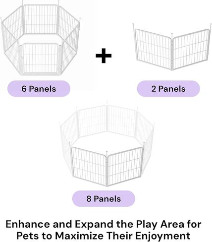 Sunsgrove Indoor Dog Playpen مع باب أوسع ، 24 بوصة 8 ألواح غير قلم الكلب القلم الداخلي ، سياج الكلب المضاد للصدأ ، مسرحية مجانية وآمنة ، أبيض in Kuwait