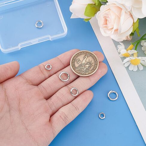 PH Pandahall 6pcs 925 Sterling Silver Locking Rings 6mm 8mm 10mm OD O-Ring Connectors Circle Rinking Ring Crimp Closure Concluds for Delace Bracelet Checain ، Silver. in Saudi Arabia
