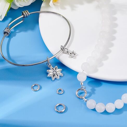 PH Pandahall 6pcs 925 Sterling Silver Locking Rings 6mm 8mm 10mm OD O-Ring Connectors Circle Rinking Ring Crimp Closure Concluds for Delace Bracelet Checain ، Silver. in Saudi Arabia