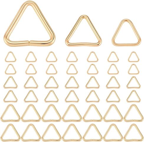 Beebeecraft 300Pcs 3 Sizes Triangle Open Jump Rings 18K Gold Plated 304 Stainless Steel Pinch Clip Bails Hang Drops for Drilled Beads Jewelry Making DIY Crafts in Saudi Arabia